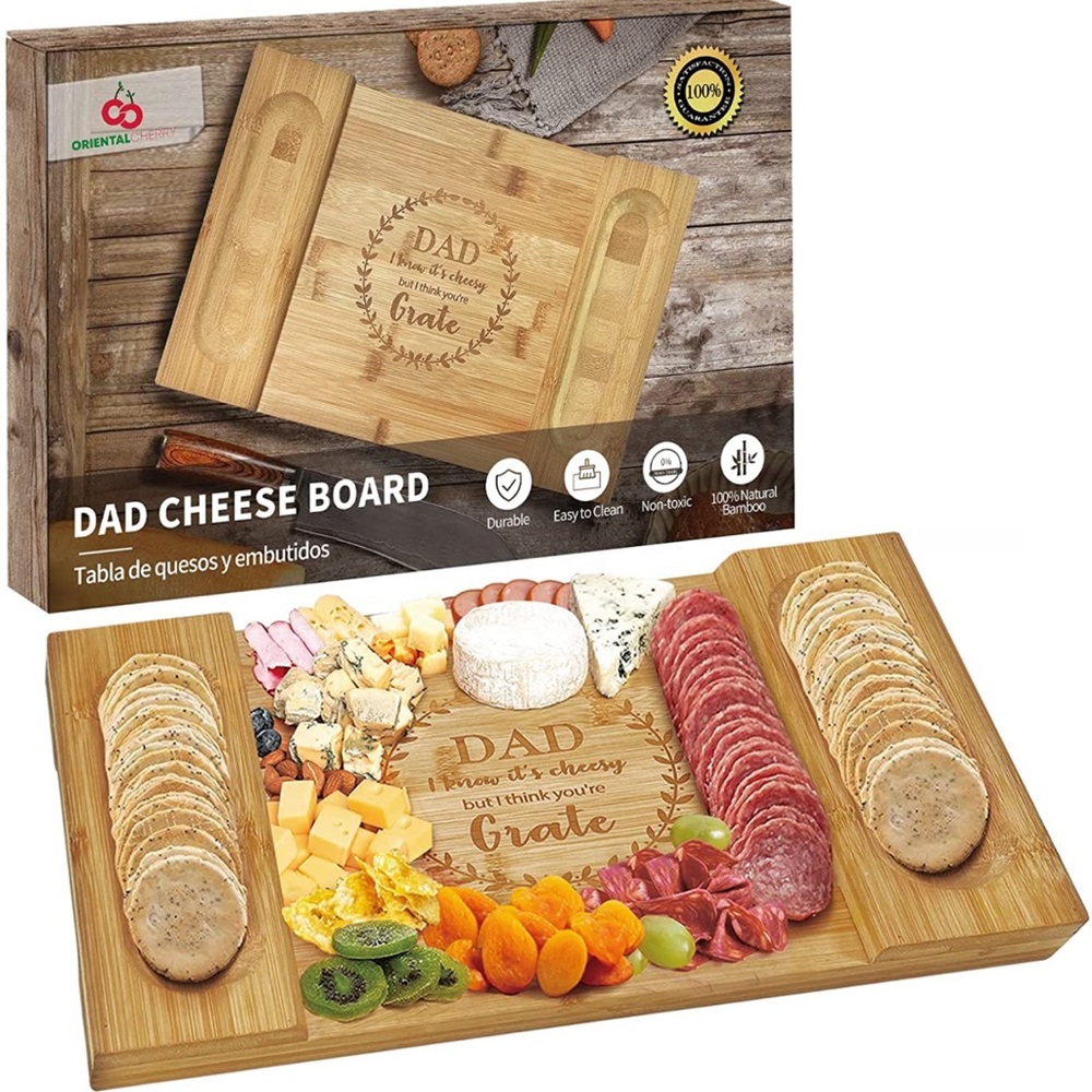 Dad Gifts Dad - Dad Bamboo Cheese Board Gift for Father from Daughter Son Kids
